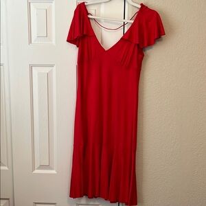 A/X Armani Exchange Red Flutter Sleeve Midi Sundress